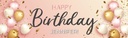 Happy Birthday Banner - Pink White & Gold Party Balloons