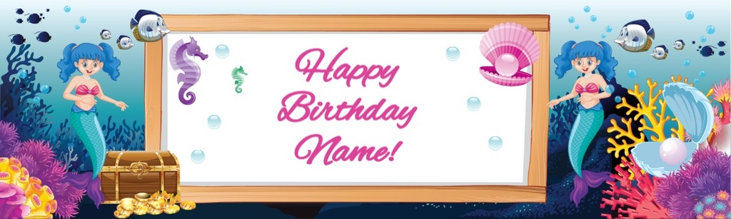 Happy Birthday Banner - Under The Sea Mermaid New