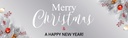 Merry Christmas Banner - Silver & Red Xmas Baubles