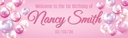 Personalised 1st Birthday Banner - Pink Balloons - Custom Name & Date