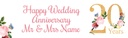 Personalised 20th Wedding Anniversary Banner - Floral Design - Custom Text