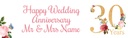 Personalised 30th Wedding Anniversary Banner - Floral Design - Custom Text