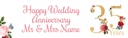 Personalised 35th Wedding Anniversary Banner - Floral Design - Custom Text