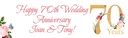 Personalised 70th Wedding Anniversary Banner - Floral Design - Custom Text