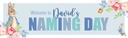 Personalised Baby Naming Day Banner - Blue Rabbit Welcome - Custom Name