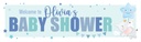 Personalised Baby Shower Banner - Blue & Cute Elephant - Custom Name