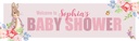 Personalised Baby Shower Banner - Pink Rabbit Floral Welcome - Custom Name