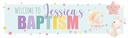 Personalised Baptism Banner - Bunny & Stars - Custom Name