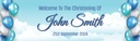 Personalised Christening Banner - Blue Balloons - Custom Name & Date