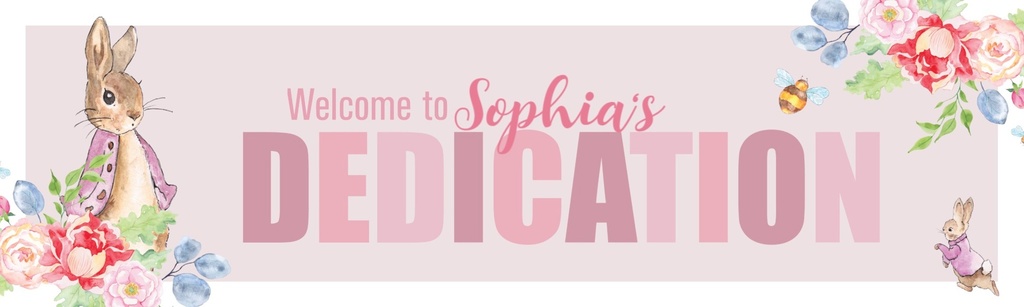 Personalised Dedication Banner - Pink Rabbit - Custom Name