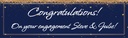 Personalised Engagement Party Banner - Blue & Gold Congratulations - Custom Name