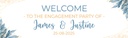 Personalised Engagement Party Banner - Blue Floral Design - Custom Name & Date