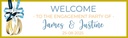 Personalised Engagement Party Banner - Gold Rings - Custom Name & Date
