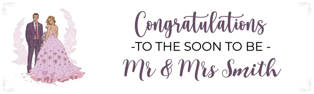 Personalised Engagement Party Banner - Purple Congratulations - Custom Name