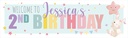 Personalised Happy 2nd Birthday Banner - Bunny & Stars - Custom Name