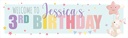 Personalised Happy 3rd Birthday Banner - Bunny & Stars - Custom Name