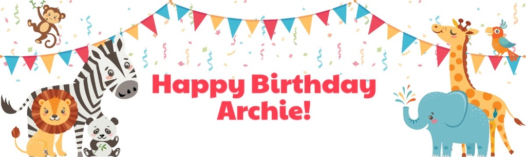 Personalised Happy Birthday Banner - Animal Safari Party - Custom Name