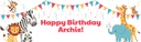 Personalised Happy Birthday Banner - Animal Safari Party - Custom Name