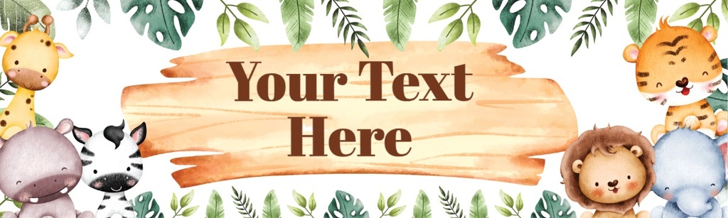Personalised Happy Birthday Banner - Baby Jungle Animals - Custom Age