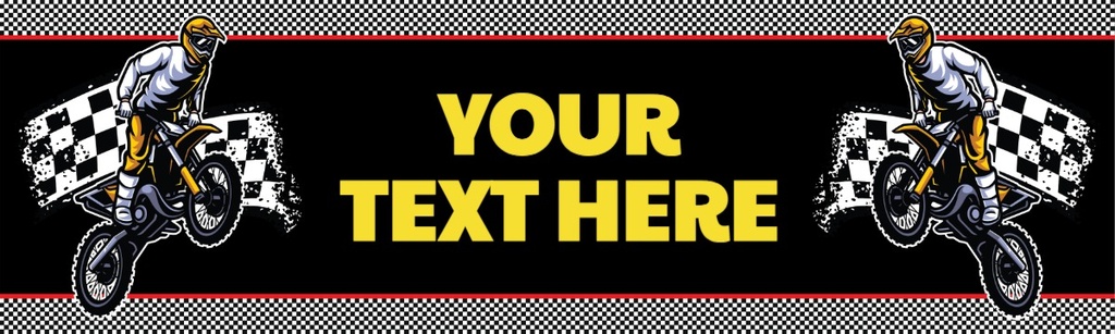 Personalised Happy Birthday Banner - Black Dirt Bike Motocross - Custom Name