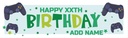 Personalised Happy Birthday Banner - Green Gaming - Custom Name