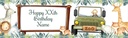 Personalised Happy Birthday Banner - Jeep Safari Animals - Custom Text