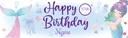 Personalised Happy Birthday Banner - Mermaid Friends - Custom Name & Age