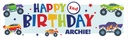 Personalised Happy Birthday Banner - Monster Truck - Custom Name & Age