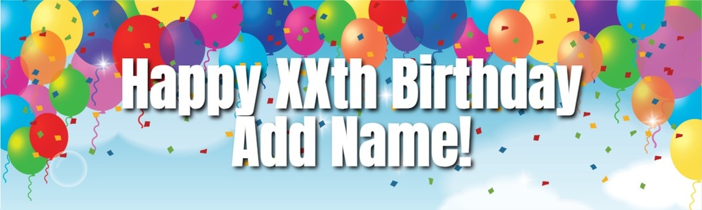 Personalised Happy Birthday Banner - Party Balloons - Custom Age