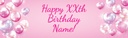 Personalised Happy Birthday Banner - Pink Balloons Design - Custom Age