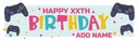 Personalised Happy Birthday Banner - Pink Gaming - Custom Name