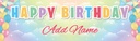 Personalised Happy Birthday Banner - Rainbow Balloons - Custom Name