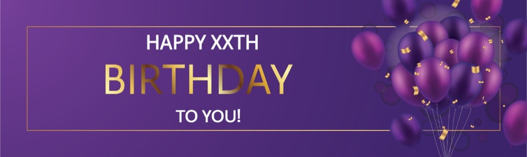 Personalised Happy Birthday Banner - Purple Balloons - Custom Age