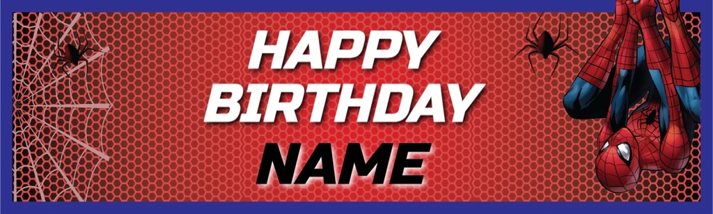 Personalised Happy Birthday Banner - Spider Man Superhero - Custom Name