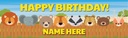 Personalised Happy Birthday Banner - Safari Animals Kids - Custom Name