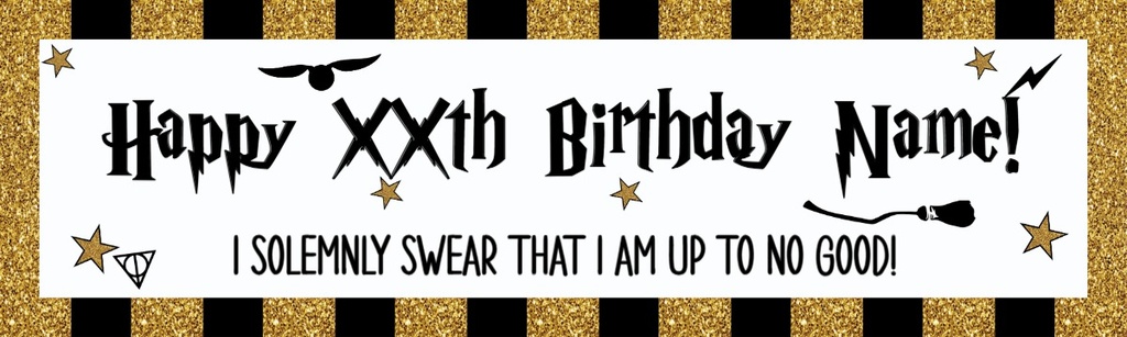 Personalised Happy Birthday Banner - Wizard Witch Design - Custom Age