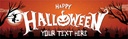Personalised Happy Halloween Party Banner - Spooky Graveyard - Custom Text