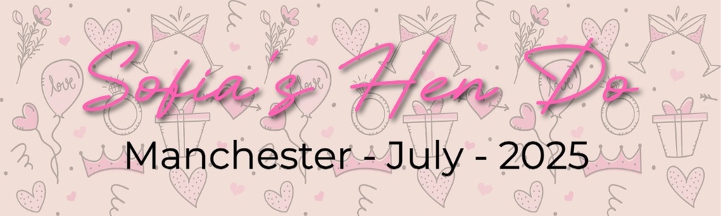 Personalised Hen Do Banner - Hearts & Cocktails Hen Party - Custom Text