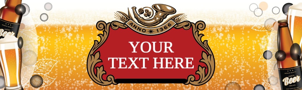 Personalised Home Bar Banner - Beer Pint Lager Background - Custom Text