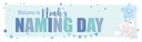 Personalised Naming Day Banner - Blue & Cute Elephant - Custom Name
