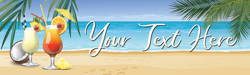 Personalised Party Banner - Beach Cocktails- Custom Text