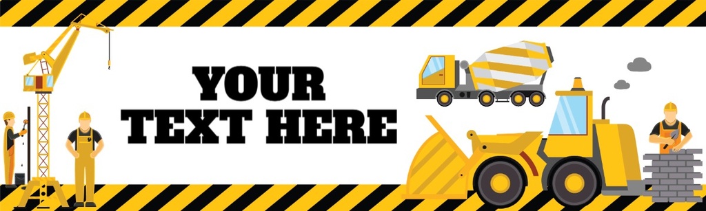 Personalised Party Banner - Construction Digger - Custom Text