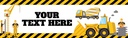 Personalised Party Banner - Construction Digger - Custom Text