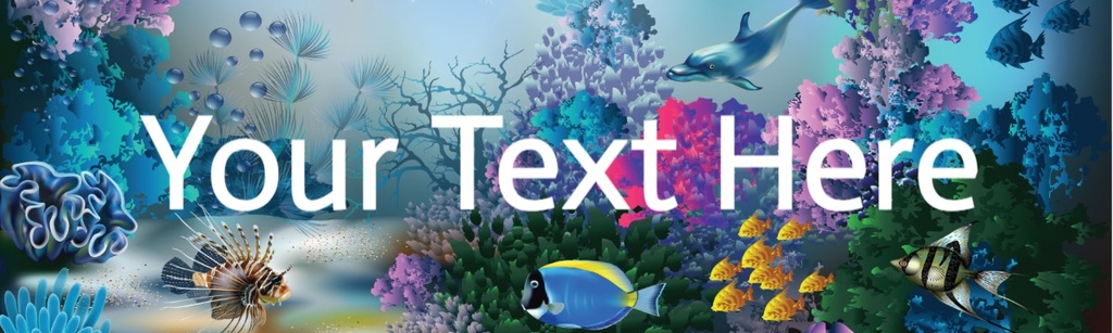Personalised Party Banner - Dolphin Coral Reef - Custom Text