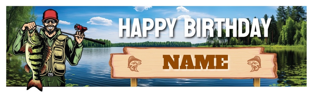 Personalised Party Banner - Fishing Catch - Custom Name