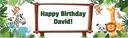 Personalised Party Banner - Jungle Animal Party - Custom Text