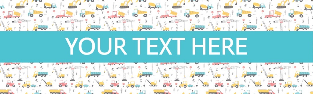 Personalised Party Banner - Kids Digger Construction - Custom Text