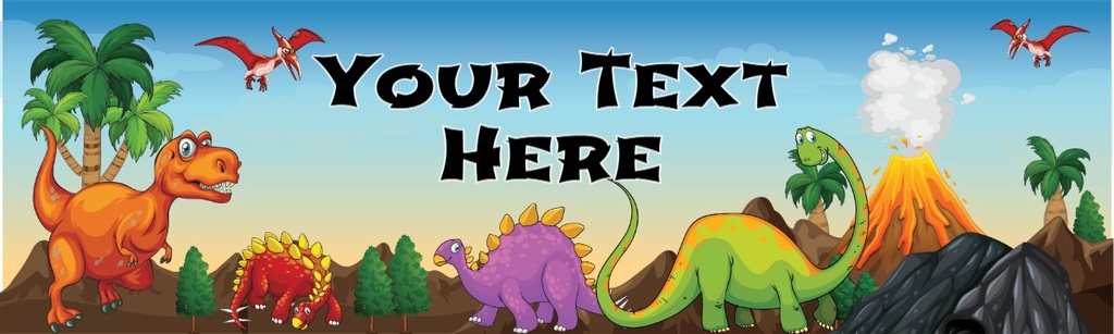 Personalised Party Banner - Kids Dinosaur Friends - Custom Text
