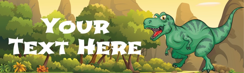 Personalised Party Banner - Kids Dinosaur T- Rex - Custom Text