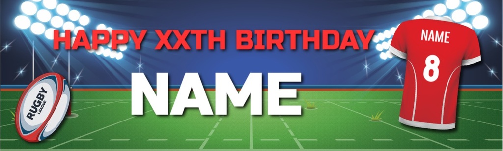 Personalised Party Banner - Kids Rugby  - Custom Text